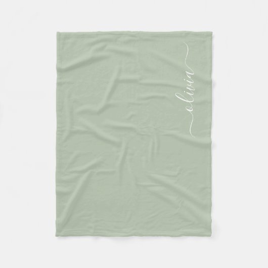 Sage Green Minimalistisch Modern Monogram Elegant Fleecedecke (Vorderseite)