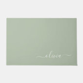 Sage Green Minimalistisch Modern Monogram Elegant Fußmatte (Vorderseite)