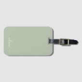 Sage Green Minimalistisch Modern Monogram Elegant Gepäckanhänger (Vorderseite (Horizontal))