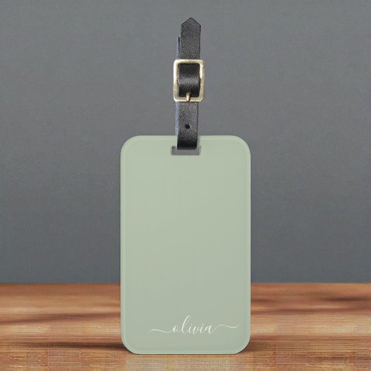 Sage Green Minimalistisch Modern Monogram Elegant Gepäckanhänger