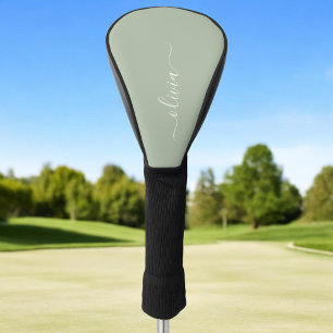 Sage Green Minimalistisch Modern Monogram Elegant Golf Headcover