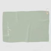 Sage Green Minimalistisch Modern Monogram Elegant Golfhandtuch (Horizontal)
