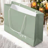 Sage Green Minimalistisch Modern Monogram Elegant Große Geschenktüte