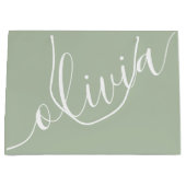Sage Green Minimalistisch Modern Monogram Elegant Große Geschenktüte (Vorderseite)