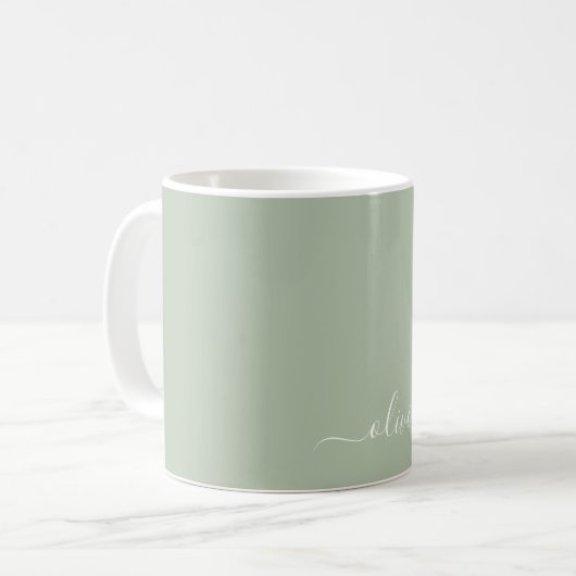 Sage Green Minimalistisch Modern Monogram Elegant Kaffeetasse (Vorderseite Links)
