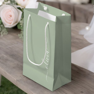 Sage Green Minimalistisch Modern Monogram Elegant Kleine Geschenktüte