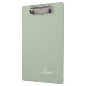 Sage Green Minimalistisch Modern Monogram Elegant Klemmbrett (Links)
