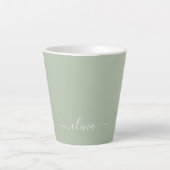 Sage Green Minimalistisch Modern Monogram Elegant Milchtasse (Vorderseite)