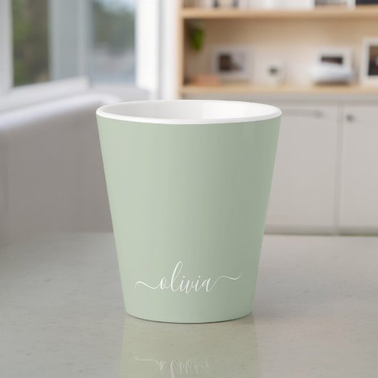 Sage Green Minimalistisch Modern Monogram Elegant Milchtasse