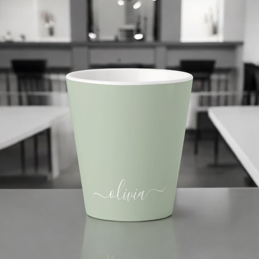 Sage Green Minimalistisch Modern Monogram Elegant Milchtasse
