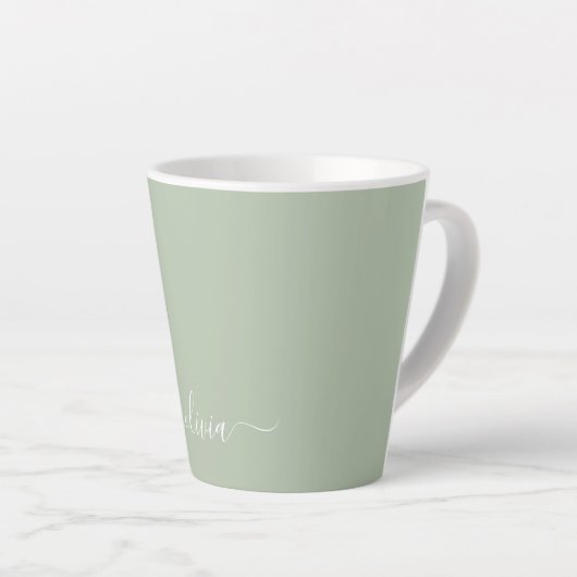 Sage Green Minimalistisch Modern Monogram Elegant Milchtasse (Rechte Ecke)
