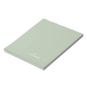 Sage Green Minimalistisch Modern Monogram Elegant Notizblock (Rotiert)