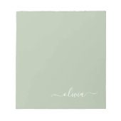 Sage Green Minimalistisch Modern Monogram Elegant Notizblock (Vorderseite)