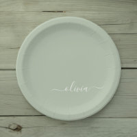Sage Green Minimalistisch Modern Monogram Elegant
