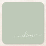 Sage Green Minimalistisch Modern Monogram Elegant Rechteckiger Pappuntersetzer<br><div class="desc">Mit unserer Sage Green Minimalistisch Modern Monogram Elegant Collection: Erleben Sie Ihre Ästhetik mit ruhiger Eleganz und zeitloser Eleganz. Unsere Kollektion präsentiert minimalistische Designs in einer ruhigen, grünen Weiß, ergänzt durch raffinierte Monogramme, die auf Ihren persönlichen Stil zugeschnitten sind. Von der polierten Schreibwaren bis hin zu vielseitigem Zubehör, jedes Stück...</div>