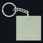 Sage Green Minimalistisch Modern Monogram Elegant Schlüsselanhänger<br><div class="desc">Mit unserer Sage Green Minimalistisch Modern Monogram Elegant Collection: Erleben Sie Ihre Ästhetik mit ruhiger Eleganz und zeitloser Eleganz. Unsere Kollektion präsentiert minimalistische Designs in einer ruhigen, grünen Weiß, ergänzt durch raffinierte Monogramme, die auf Ihren persönlichen Stil zugeschnitten sind. Von der polierten Schreibwaren bis hin zu vielseitigem Zubehör, jedes Stück...</div>
