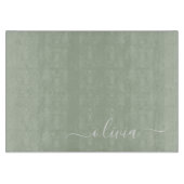 Sage Green Minimalistisch Modern Monogram Elegant Schneidebrett (Vorderseite)