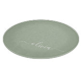 Sage Green Minimalistisch Modern Monogram Elegant Schneidebrett (Ecke)
