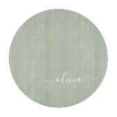 Sage Green Minimalistisch Modern Monogram Elegant Schneidebrett (Vorderseite)