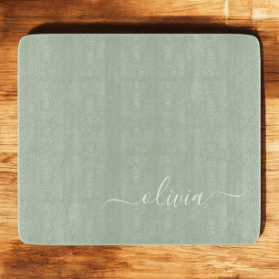 Sage Green Minimalistisch Modern Monogram Elegant Schneidebrett