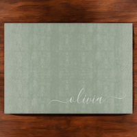 Sage Green Minimalistisch Modern Monogram Elegant