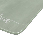 Sage Green Minimalistisch Modern Monogram Elegant Schneidebrett (Ecke)