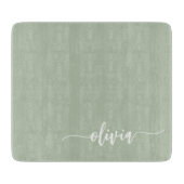 Sage Green Minimalistisch Modern Monogram Elegant Schneidebrett (Vorderseite)