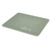 Sage Green Minimalistisch Modern Monogram Elegant Schneidebrett (Ecke)