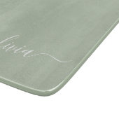 Sage Green Minimalistisch Modern Monogram Elegant Schneidebrett (Ecke)