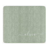 Sage Green Minimalistisch Modern Monogram Elegant Schneidebrett (Vorderseite)