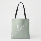 Sage Green Minimalistisch Modern Monogram Elegant Tasche (Vorderseite)