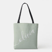 Sage Green Minimalistisch Modern Monogram Elegant Tasche (Rückseite)