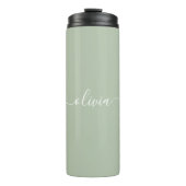 Sage Green Minimalistisch Modern Monogram Elegant Thermosbecher (Vorderseite)