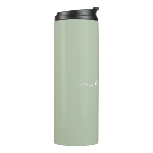 Sage Green Minimalistisch Modern Monogram Elegant Thermosbecher (Nach links gedreht)