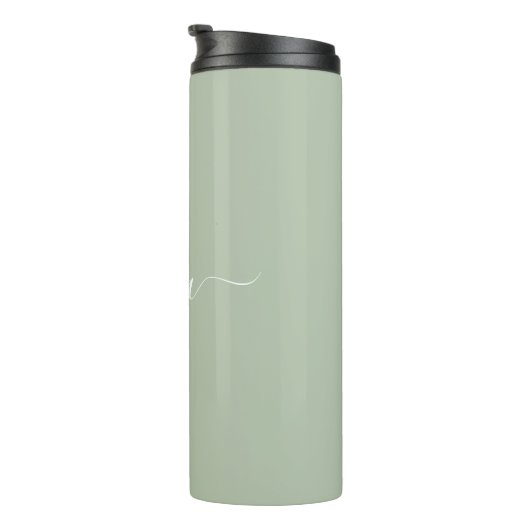 Sage Green Minimalistisch Modern Monogram Elegant Thermosbecher (Nach rechts gedreht)