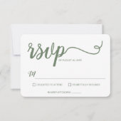 Sage Green Minimalistisch Modern Script Wedding RSVP Karte (Vorderseite)