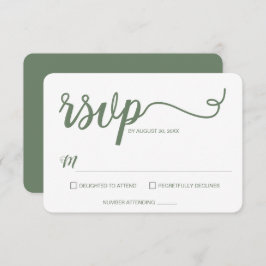 Sage Green Minimalistisch Modern Script Wedding RSVP Karte