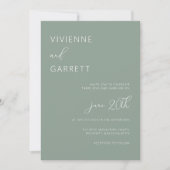 Sage Green Minimalistisch Modern Simple Wedding Einladung (Vorderseite)
