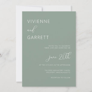 Sage Green Minimalistisch Modern Simple Wedding Einladung