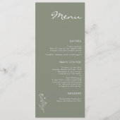 Sage Green Minimalistisch Modern Twig Motif Flat M Menükarte (Vorderseite)