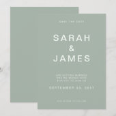 Sage Green Minimalistisch Modern Wedding Save the  Date (Vorne/Hinten)