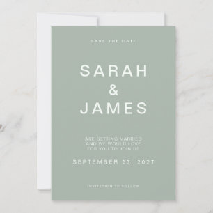 Sage Green Minimalistisch Modern Wedding Save the  Date