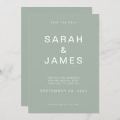 Sage Green Minimalistisch Modern Wedding Save the Save The Date (Vorne/Hinten)