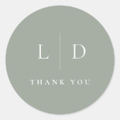 Sage Green Minimalistisch Monogram Gastgeschenk Ho Runder Aufkleber (Vorderseite)