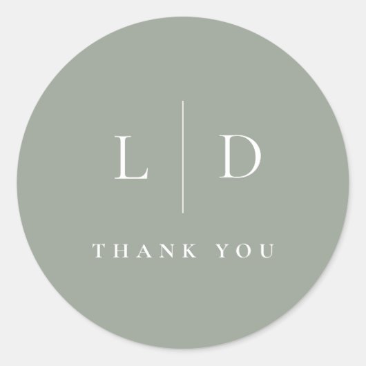 Sage Green Minimalistisch Monogram Gastgeschenk Ho Runder Aufkleber (Vorderseite)
