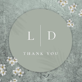 Sage Green Minimalistisch Monogram Gastgeschenk Ho Runder Aufkleber