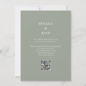 Sage Green Minimalistisch Monogram QR Code Wedding Einladung (Rückseite)