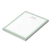 Sage Green Minimalistisch Monogram Teacher Gift Notizblock (Rotiert)