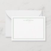 Sage Green Minimalistisch Monogram Two Border Mitteilungskarte (Vorderseite)