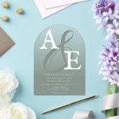 Sage Green Minimalistisch Monogram Wedding Acryleinladungen (Insitu (Hochzeit))